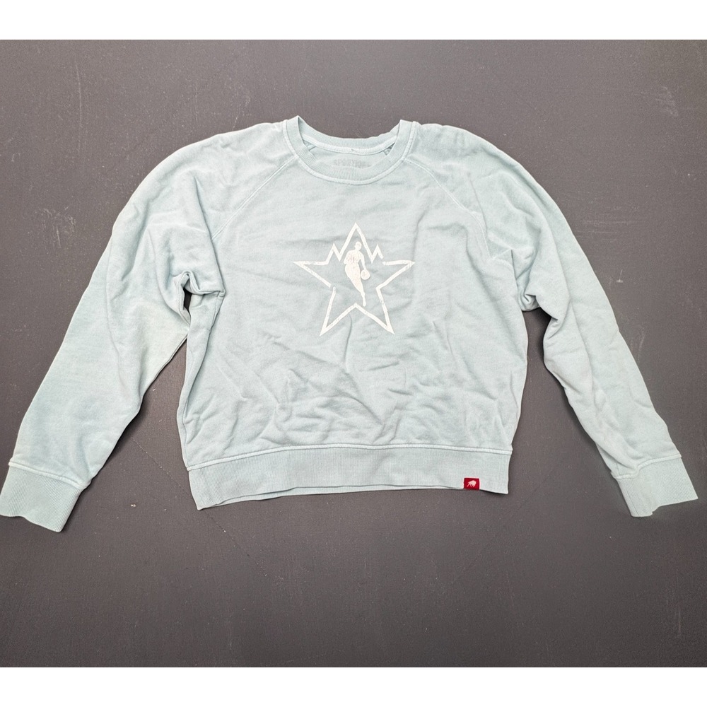 Sportiqe Womens L Light Blue Star Print Crewneck Sweatshirt Cotton Pullover Top